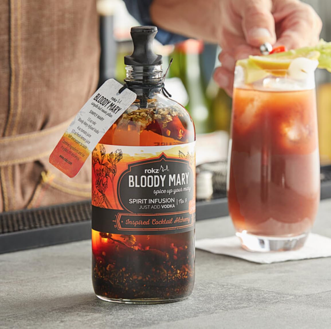 rokz Bloody Mary Spirit Infusion Bottle for Cocktails, 16 Ounce