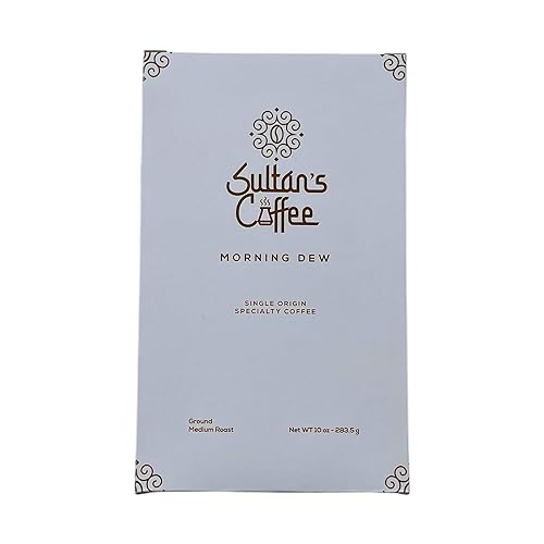 Sultan's Coffee Morning Dew Medium Roast ground - Red Bourbon, Single Origin El Salvador, Natural Process, Chocolate & Citrus Notes, 10 Ounces