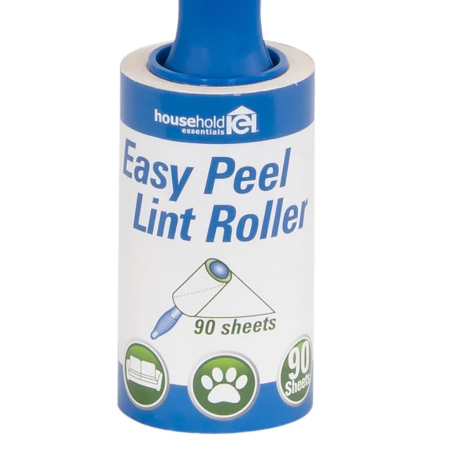 Household Essentials Artisan Paper Lint Roller with White PP Handle, 90 Sheets