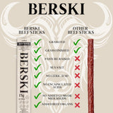 BERSKI Salt & Pepper Beef Sticks - 100% Grass-Fed, Grass-Finished - Ancestral Blend with Liver & Heart - Keto, Paleo - Regeneratively Raised USA Beef