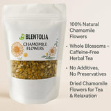 Blentolia Dried Chamomile Flowers - 100% Natural Herbal Tea - Whole Blossoms for Calming Sleep, Relaxation, and Wellness - Caffeine-Free, Non-GMO