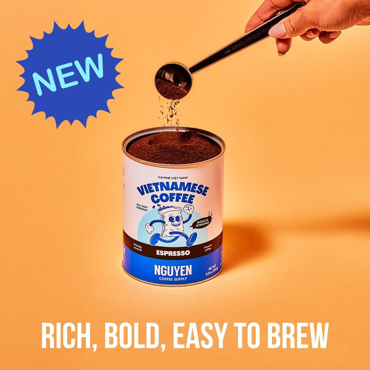 Nguyen Coffee Supply Ground Espresso - Bold Vietnamese Coffee, Medium-Dark Roast Espresso Ground Coffee, Strong Full-Bodied Flavor with Dark Chocolate