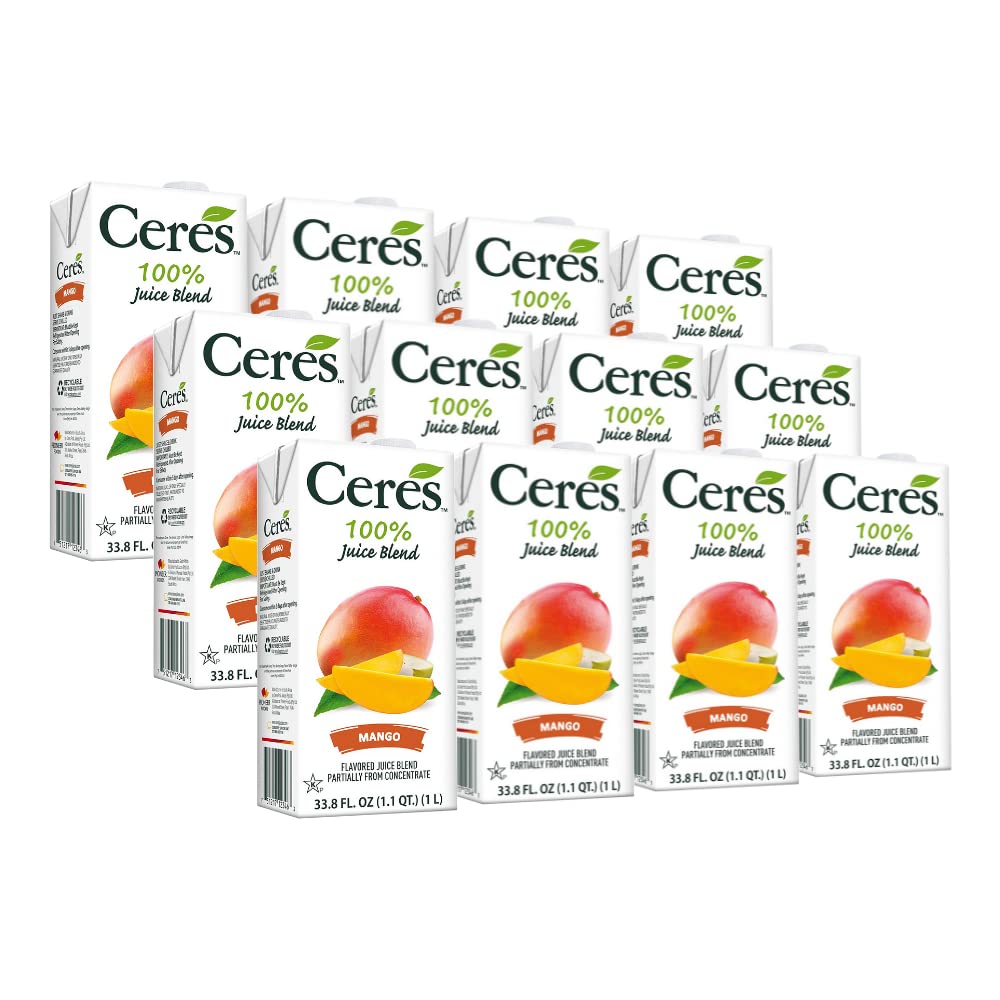 Ceres 100% All Natural Pure Fruit Juice Blend, Mango - Gluten Free, Rich in Vitamin C, No Added Sugar or Preservatives, Cholesterol Free - 33.8 FL OZ