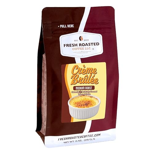 Fresh Roasted Coffee, Crème Brûlée Flavored Whole Bean Coffee, Medium Roast, Kosher, 12 oz