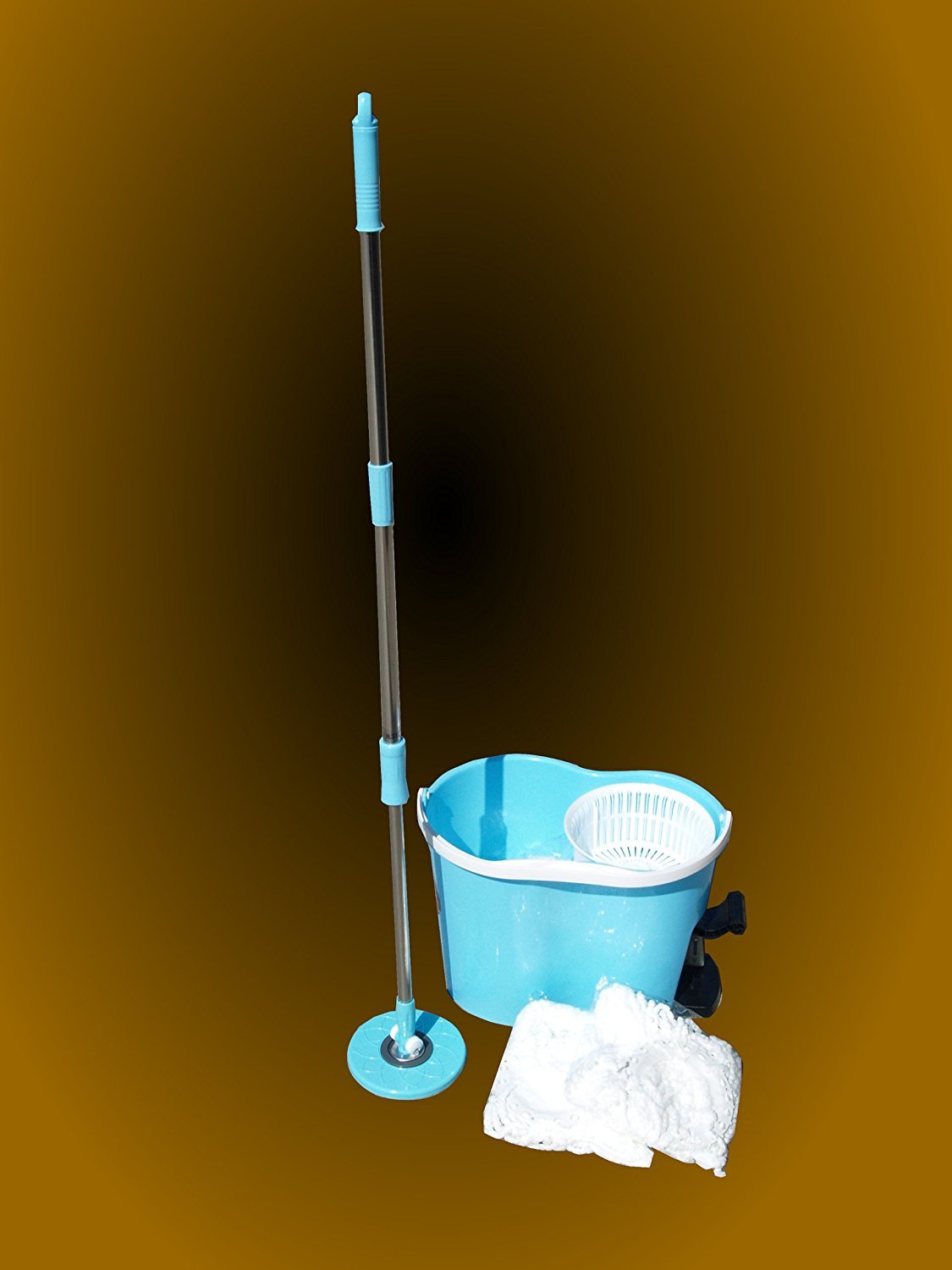 360 Rotating Magic Mop Set w/ 2 Aluminum Pole & 4 Mop Heads - Blue