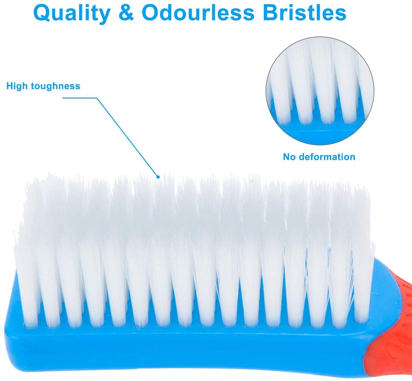 Emoly Scrub Brush Comfort Grip & Flexible Stiff Bristles Heavy Duty for Bathroom Shower Sink Carpet Floor, Blue Red