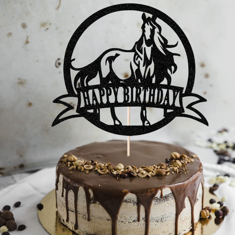 Bejotaa Horse Happy Birthday Cake Topper?Horse Racing Party Cake Decoration for Kids Boy Men Birthday Party Supplies