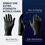 BLUZEN Black Extra Strength Disposable Nitrile Gloves XLarge, Rubber and Latex Free Gloves, For Surgical, Medical, Food Service, Kitchen, Mechanic