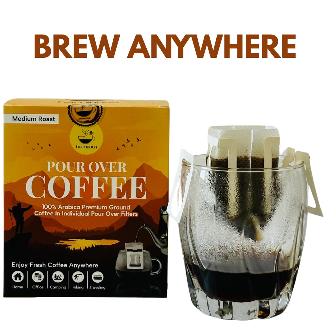 Hachidoori Single-Serve Portable Pour Over Drip Coffee - 7 Ready-to-Brew Packs with Ground Coffee & Filters | Fresh Coffee Anytime - Travel, Camping