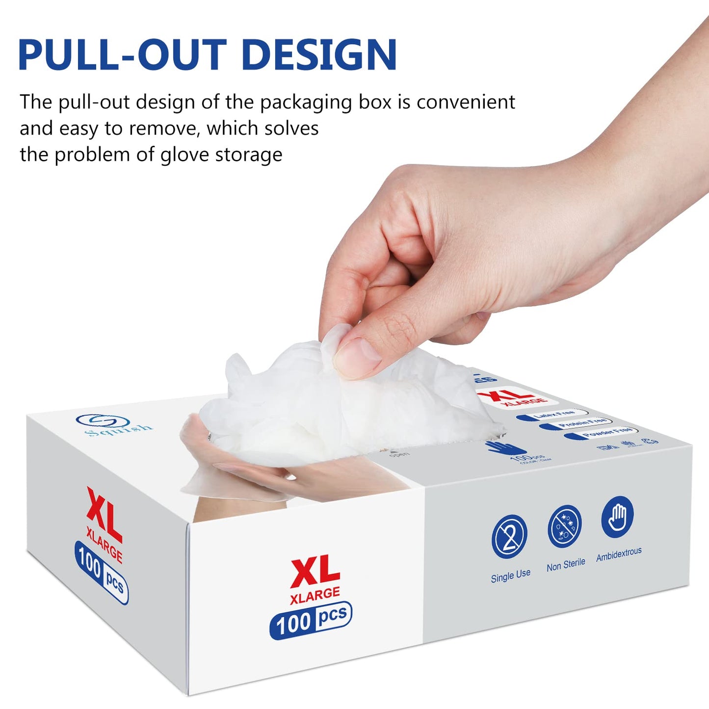 squish Disposable Gloves,Clear Vinyl Gloves Latex Free Powder-Free Glove Cleaning Health Gloves for Kitchen Cooking Cleaning Food Handling