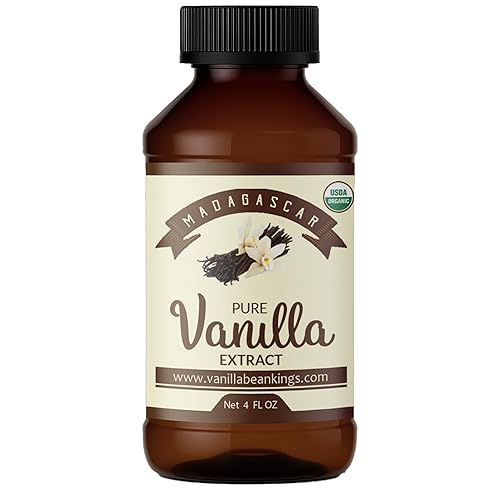 Organic Vanilla Extract - Made with Bourbon Madagascar Vanilla Beans - 4 fl oz - For Baking, Desserts, Home Cooking and Chefs