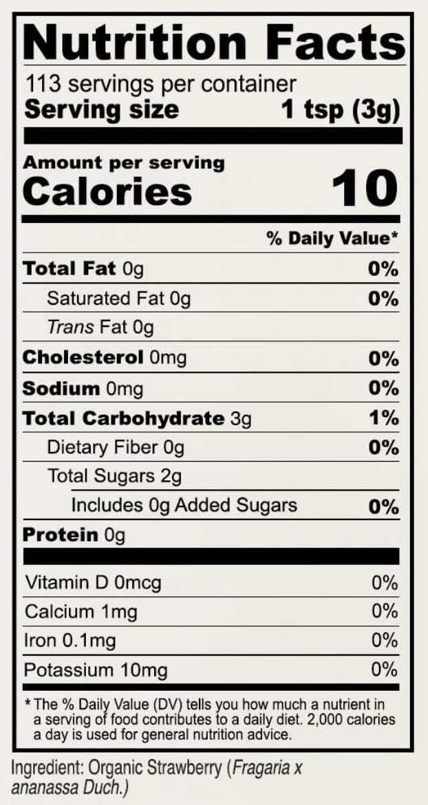 Anthony's Organic Strawberry Powder, 12 oz, Freeze Dried, Gluten Free, No Sugar Added, Non GMO
