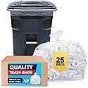 Veska 95 Gallon Trash Bags Clear (Huge 25 Count w/Ties) 95-96 Gallon Extra Large Garbage Bags, Clear Recycling Trash Bags, 90 Gallon