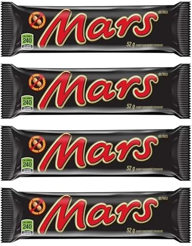Arilon pack of Mars Chocolate Candy Bar, 2.2 oz, Caramel, Nougat, Milk Chocolate (4 full size bars)