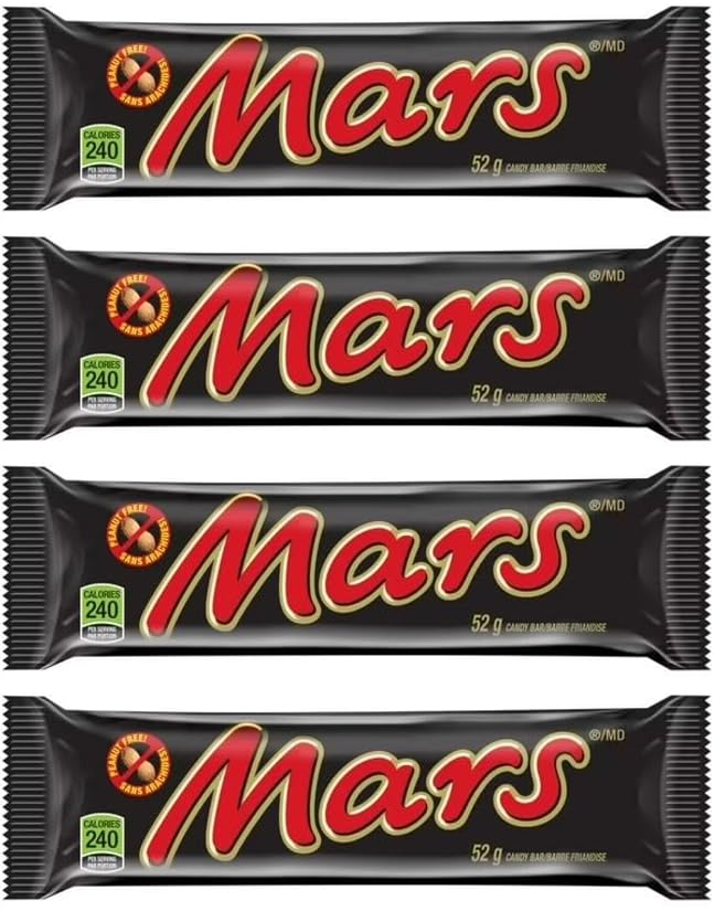 Arilon pack of Mars Chocolate Candy Bar, 2.2 oz, Caramel, Nougat, Milk Chocolate (4 full size bars)
