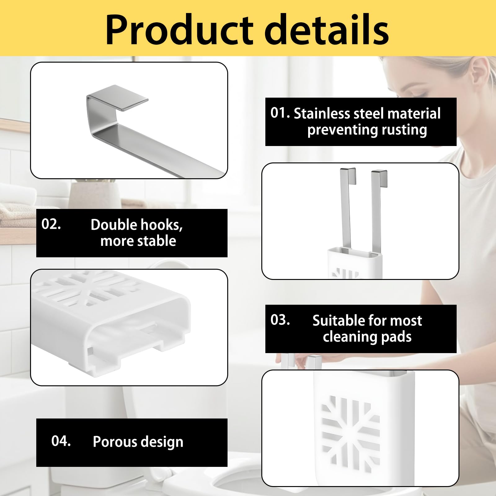 Toilet Tank Tablet Holder, Versatile Toilet Bowl Hanging Cleaner and Deodorizer Hanger, Prevents Flapper Jams & Residue, Extends Life of Drop-in