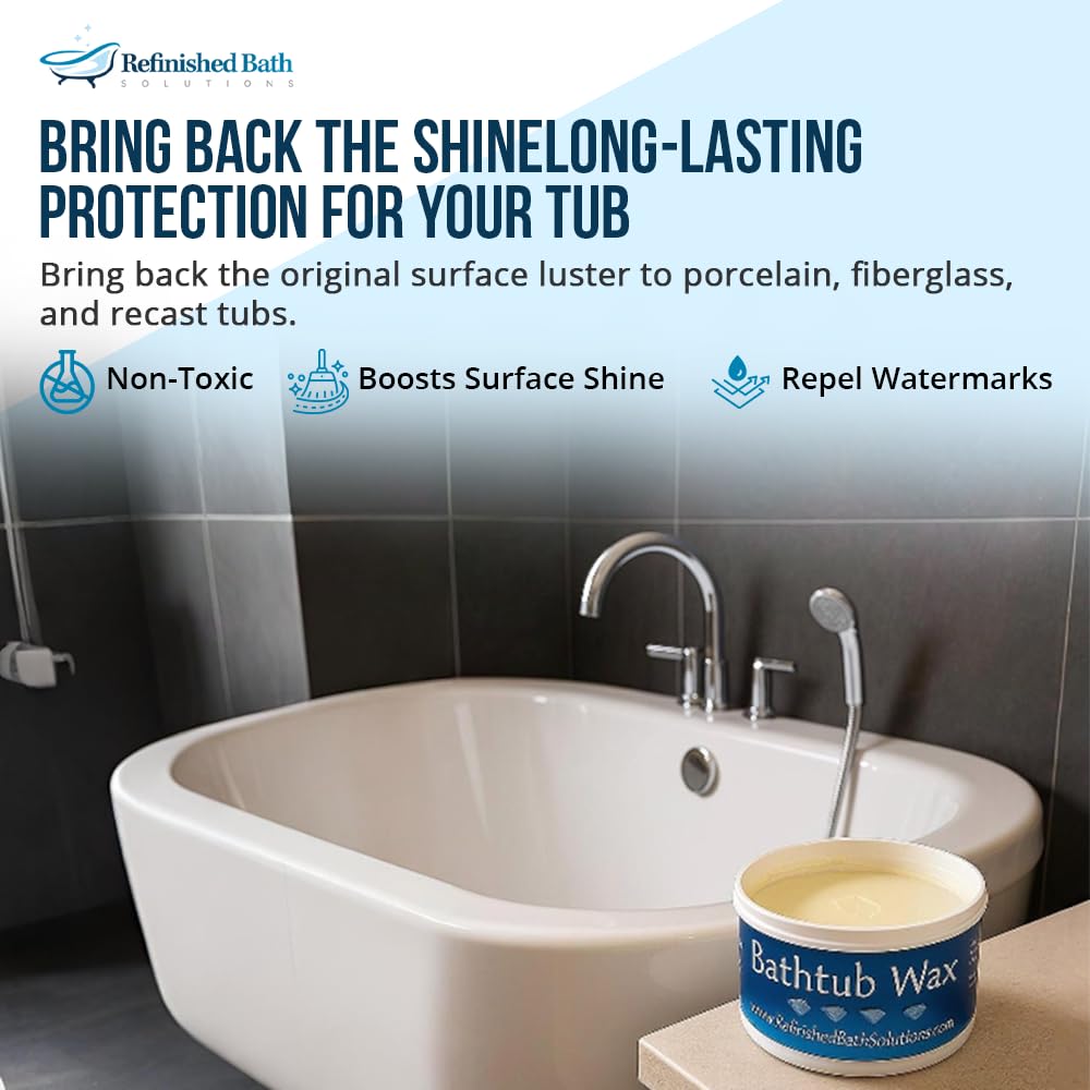 Ekopel 2K Bathtub Wax | Polish & Seal for Porcelain & Fiberglass Tubs | Watermark & Scum Repellent | Easy DIY Shine