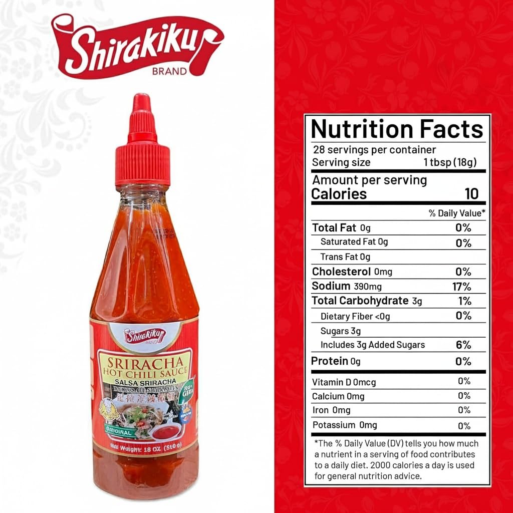 Shirakiku Thailand Sriracha Hot Chili Sauce Thai Boy | Chili, Water, Sugar, Acetic Acid | Ideal for Elevating the Taste of Asian Cuisine | Non-GMO