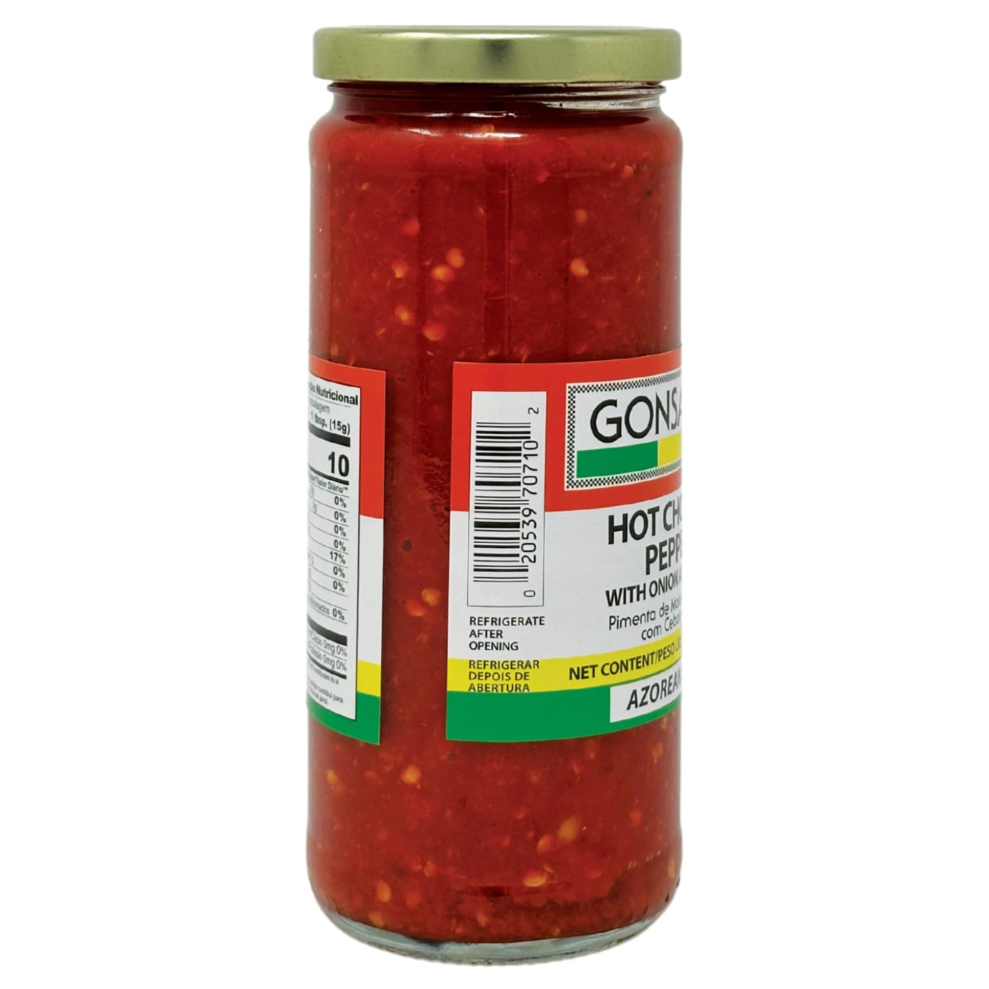 Gonsalves Hot Chopped Peppers Onion and Garlic Pimenta Cebola & Alho 16 oz