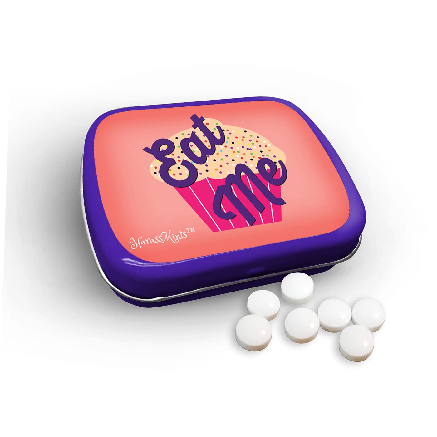 Eat Me Mints - Cupcake design mint tin - Novelty candy for women - Chocolate Breath Mints, sugar-free