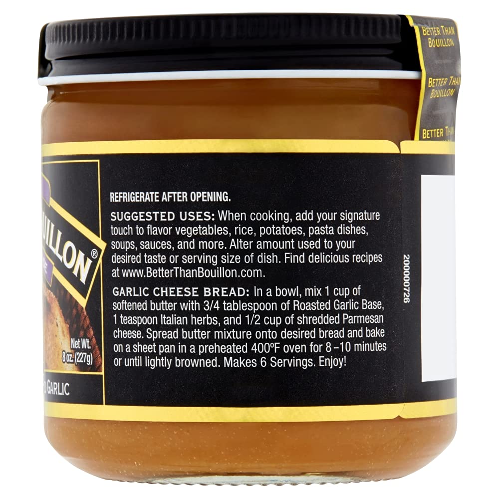 Better Than Bouillon Premium Roasted Garlic Base, Made with Seasoned Roasted Garlic, 38 Servings Per Jar, 8 Ounce (Pack of 2)