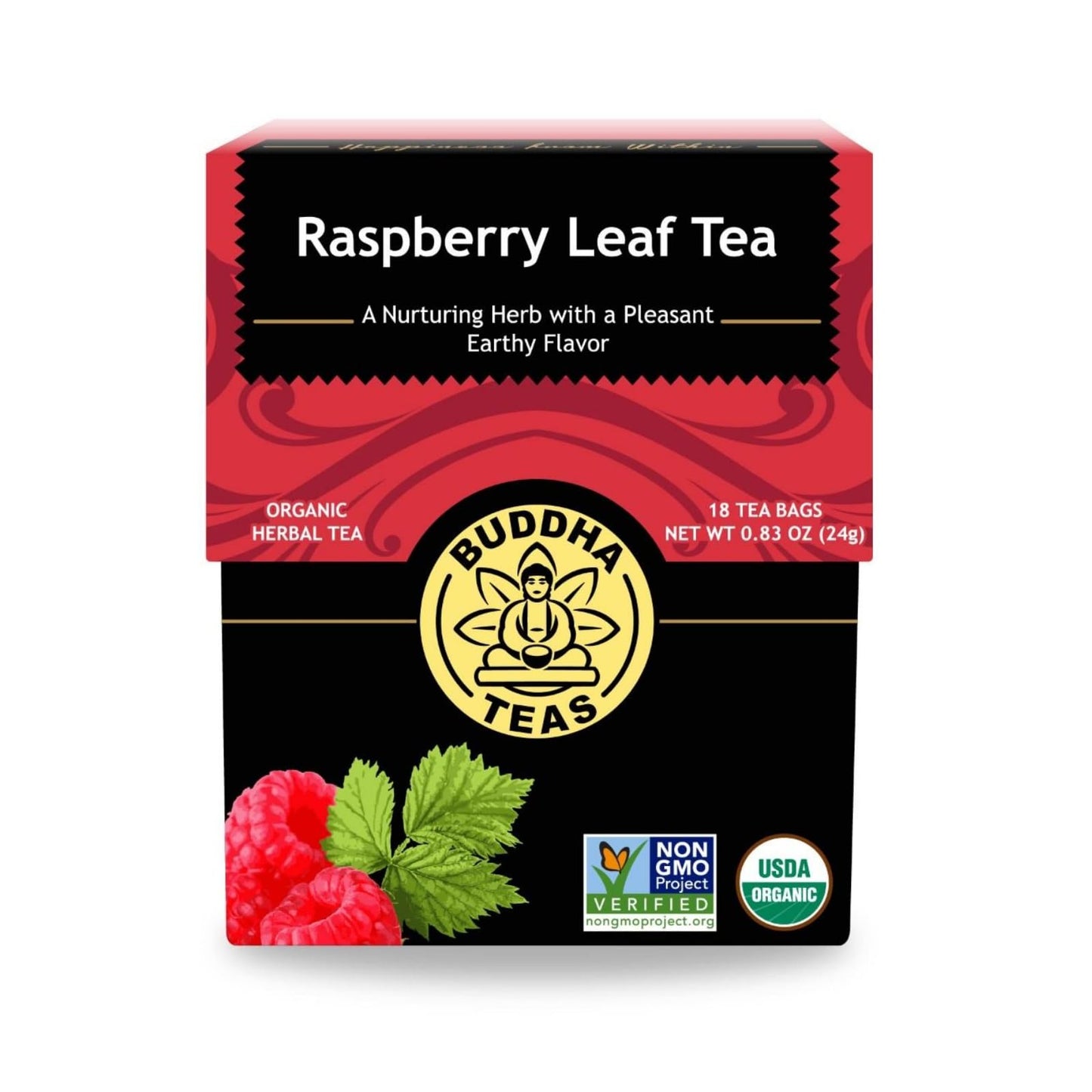 Buddha Teas - Organic Raspberry Leaf Tea - Herbal Tea - For Health & Wellbeing - With Vitamins, Antioxidants & Calcium - Clean Ingredients - Caffeine