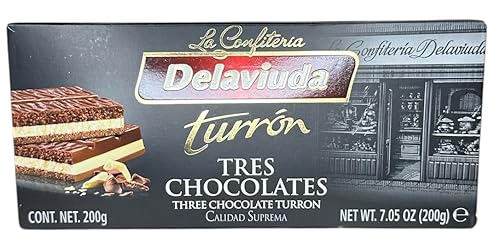 Delaviuda Turron Praline Tres Chocolates 7 oz Product of Spain