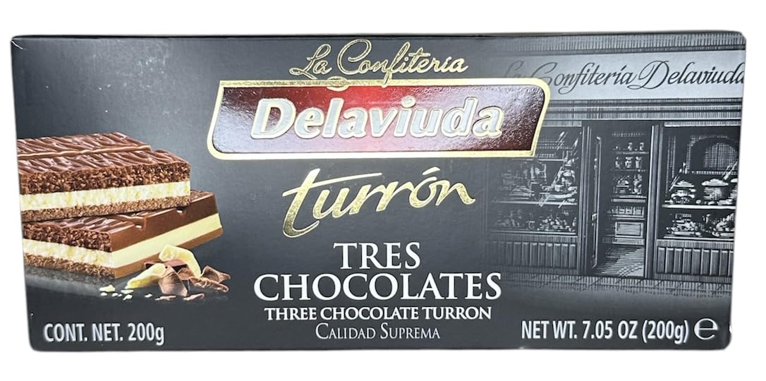 Delaviuda Turron Praline Tres Chocolates 7 oz Product of Spain