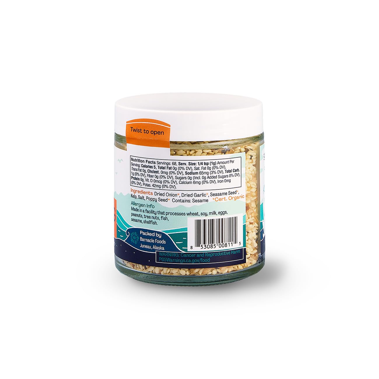 Barnacle Foods Everything Bagel Kelp Seasoning | 2.5 oz. | Classic Bagel Topper | Great for Meat, Tempura Add-In, Scrambled Eggs & Toast| Made in