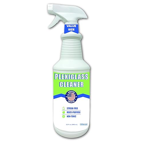 Tillbrook Plexiglass Cleaner - 32 oz Acrylic Cleaner for Plexi glass, Plastic, Vinyl, Fiberglass, and More - Universal, Streak-free, Non-Toxic, Spray