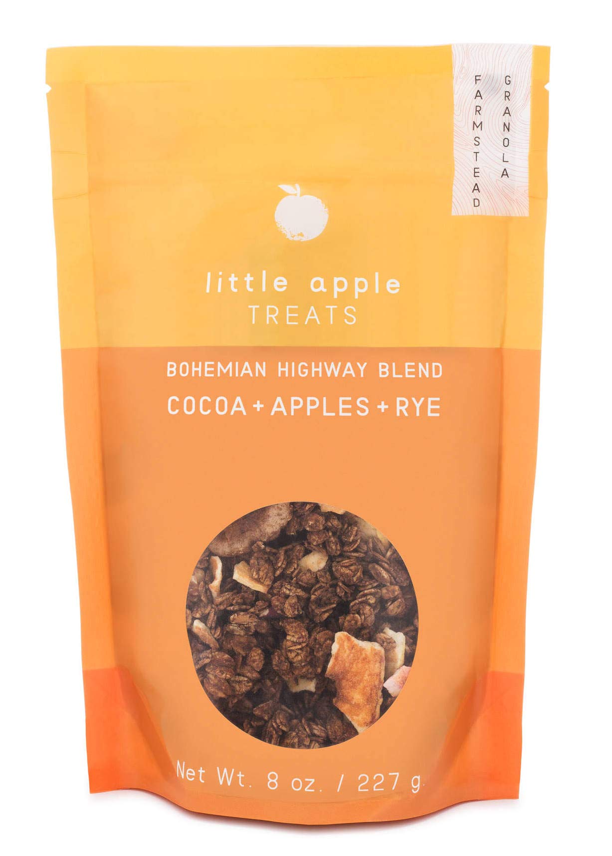 Little Apple Treats Organic Farm, All Natural Handcrafted Small Batch, American Made, Bohemian Highway Farmstead Granola Blend with Cocoa + Apples +