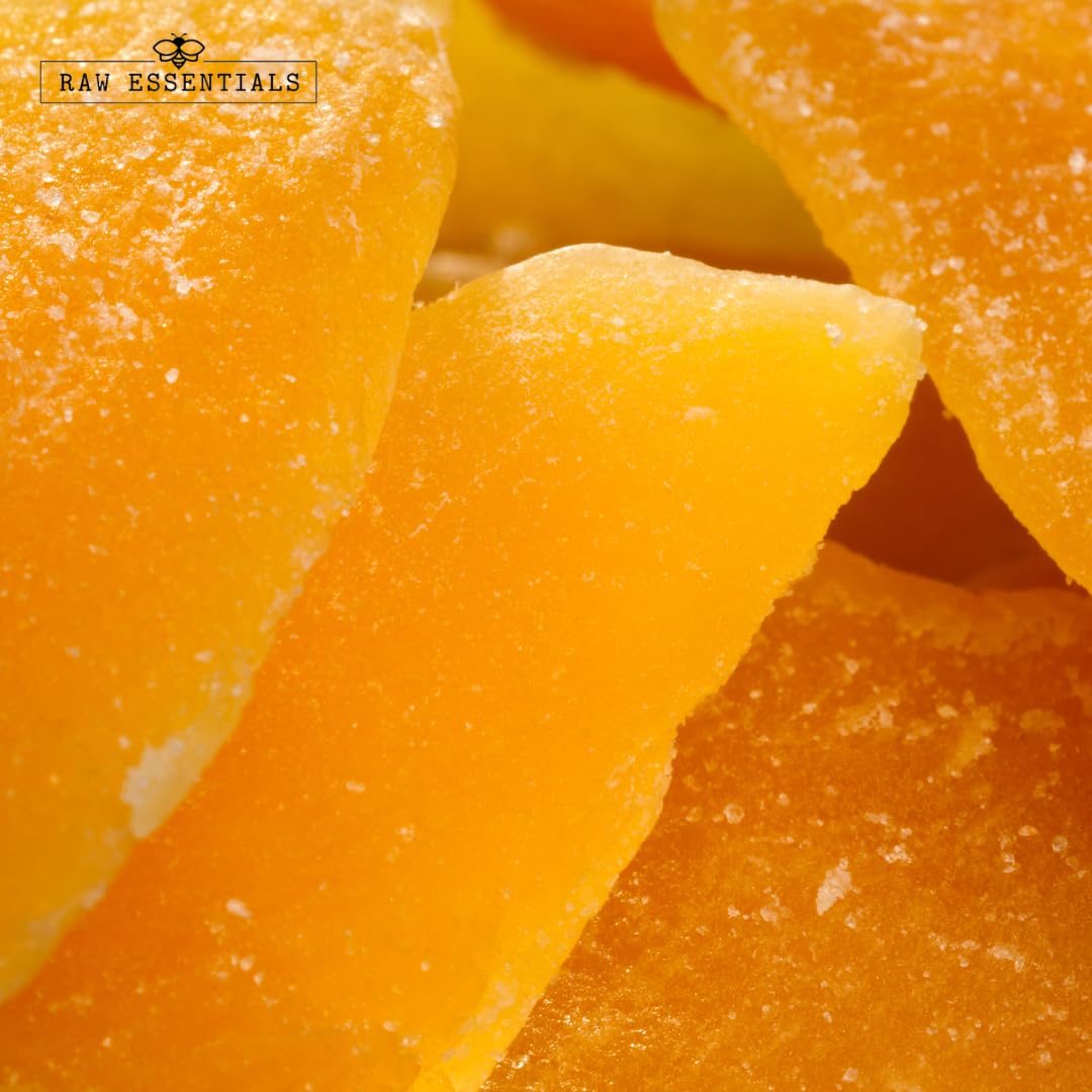 Raw Essentials Dried Sliced Mangos | Tropical, Sweet, and Chewy | Perfect Snack, Smoothie Booster, or Drink Garnish | 18 oz Resealable Bag