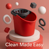 eSharks 2.5 Gallon Mop Bucket with Built-in Wringer Red Cleaning Bucket for Floor Care Home Use Workspaces Janitorial Tasks and Household Cleaning