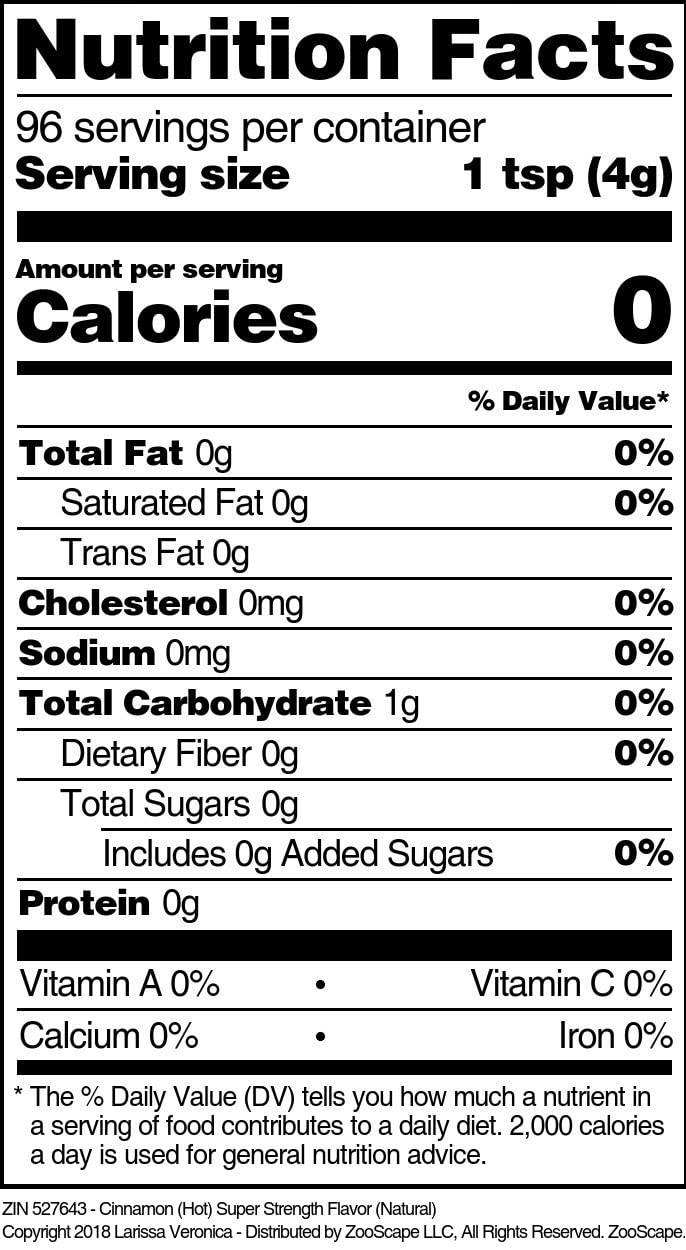 Cinnamon (Hot) Super Strength Flavor (Natural) (16 oz, ZIN: 527643) - 2 Pack