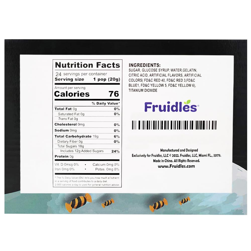Fruidles Halloween Lollipop Suckers Candy, Spooky Candies, Great for Halloween Goody Bag Fillers, Individually Wrapped (12-Pack)