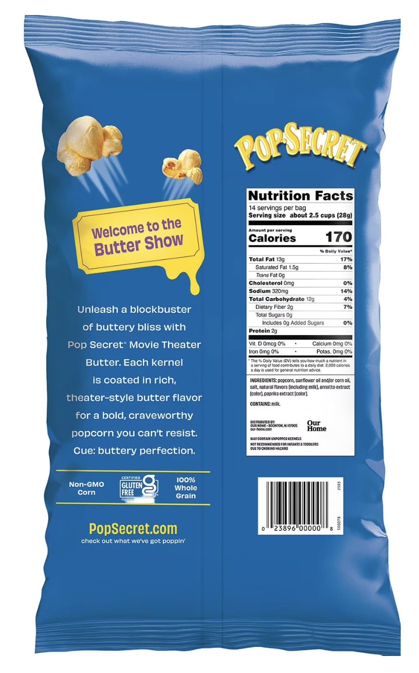 Pop Secret Movie Theater Butter Popcorn, 14 oz 1 Bag