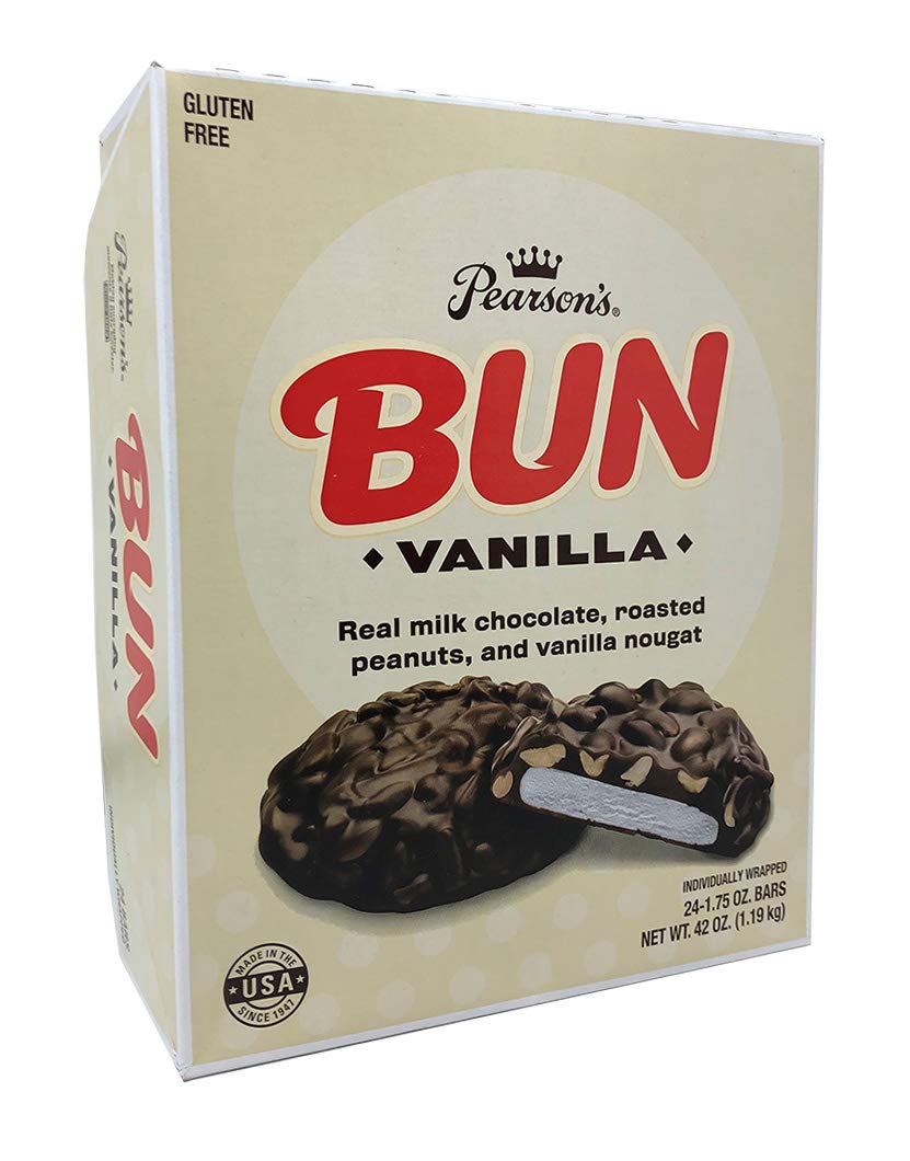 Pearson's Vanilla BUN Cluster Bar | Roasted Peanuts, Real Milk Chocolate, and Vanilla Nougat | Pack of 24 | Individually Wrapped