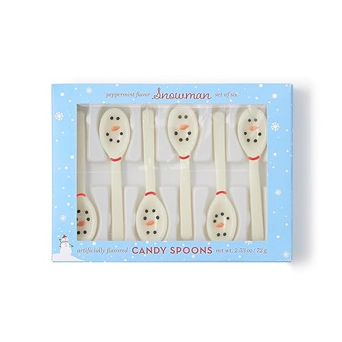 Two's Company Snowman Peppermint Flavor Candy Spoons in Gift Box, 2.53-Ounce, Set of 6