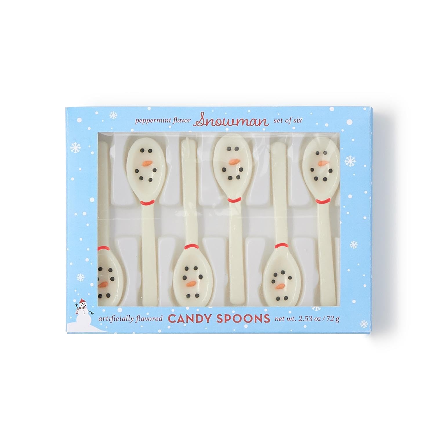 Two's Company Snowman Peppermint Flavor Candy Spoons in Gift Box, 2.53-Ounce, Set of 6