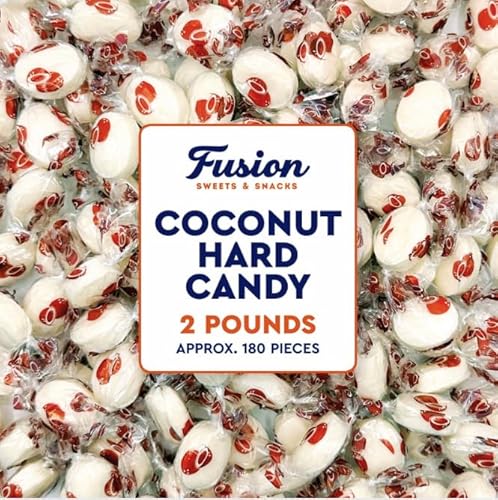 Coconut Hard Candy - 2 Pounds Individually Wrapped Candy, Creamy Filled Coconut Candy, Bulk Bag Old Fashioned Treats