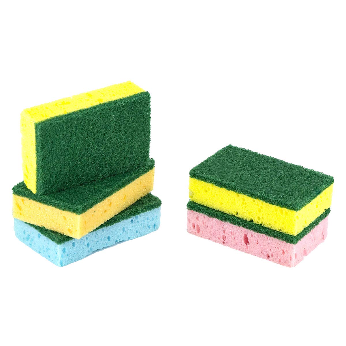 Pine-Sol Heavy Duty Sponge with Scrubber - Pack of 5, Dual-Sided | Easily Cleans and Scrubs Stuck-On Grime, Oil, Grease and Burnt on Food