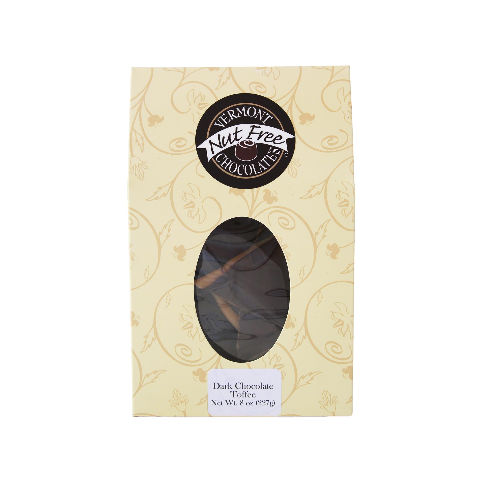 Vermont Nut Free Chocolates Toffee (Dark Chocolate) 8 Ounces, Nut-Free, Egg-Free, Kosher