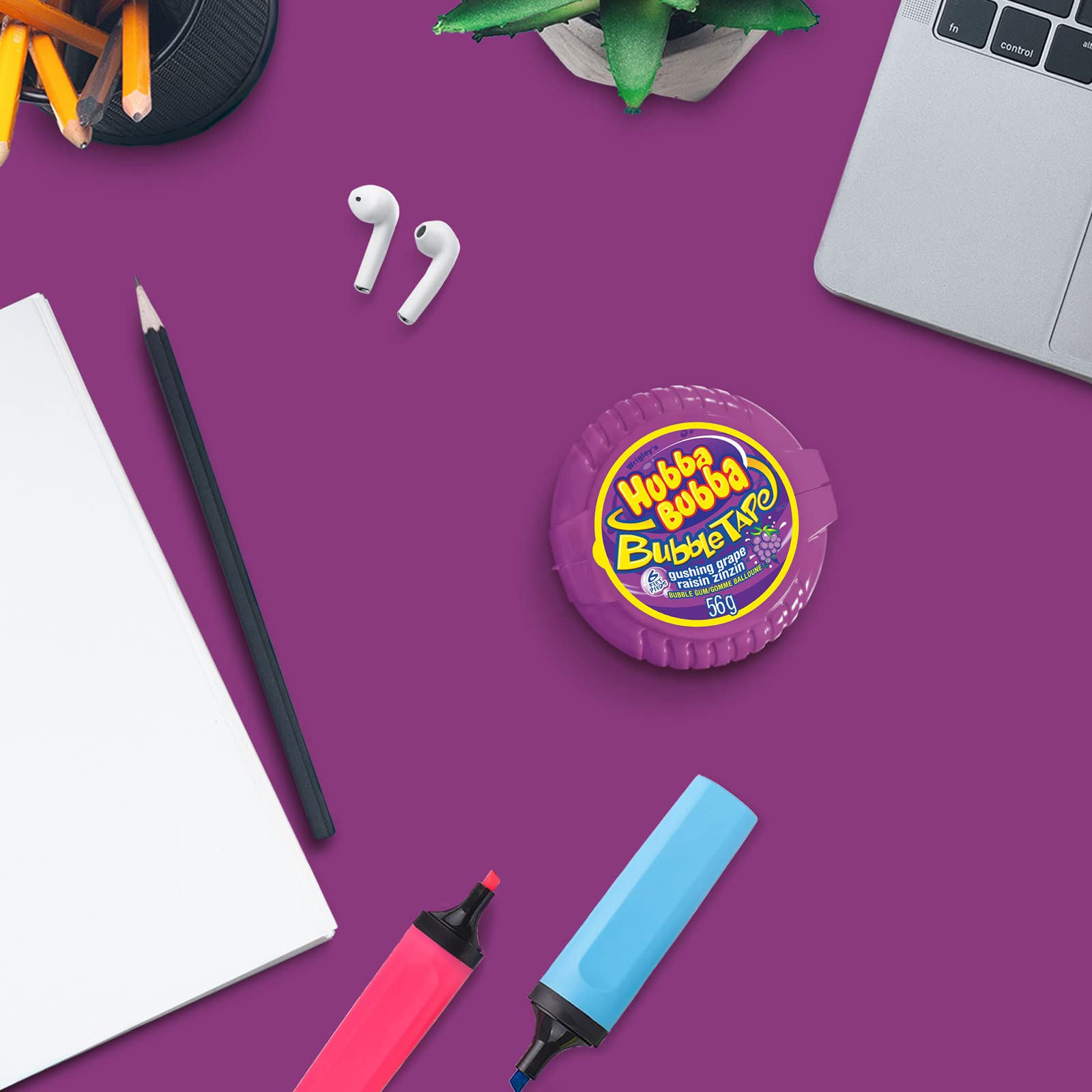 Hubba Bubba Bubble Tape, Gushing Grape, 1.97 Ounce (Pack of 12)
