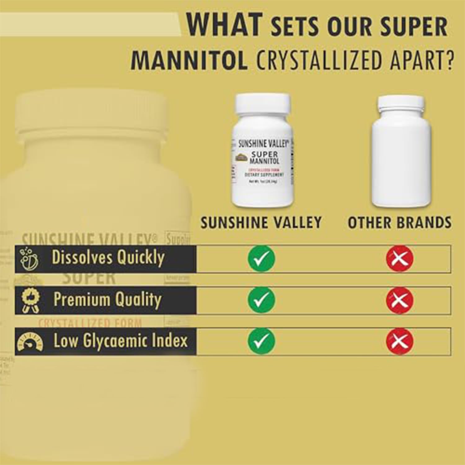 Sunshine Valley® Crystalized Mannitol 1 oz - Natural Sugar Substitute - Free Flow Pour - Dietary Supplement