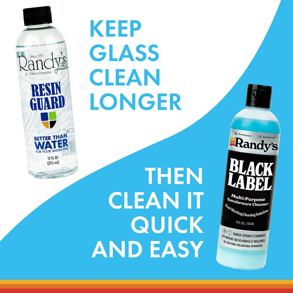 Randy's Black Label Cleaner and Resin Guard Bundle - Fast-Acting Resin Cleaning Solution for Glass, Metal & Ceramic Surfaces - Glass Pipe Cleaner