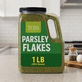 Toss European Dried Parsley Flakes Bulk 16 OZ -Medium Cut Parsley Seasoning - Great Addition to Cooking,Soups, Salads and Baking - Great Source