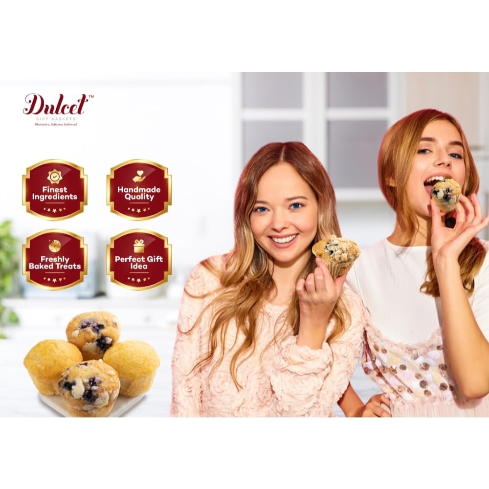 Deluxe Tea and Food Gift Basket Gourmet Present Featuring Old Fashioned Scones, Cheese Brownie, Fudge and Brownie, Muffins, and more plenty to please