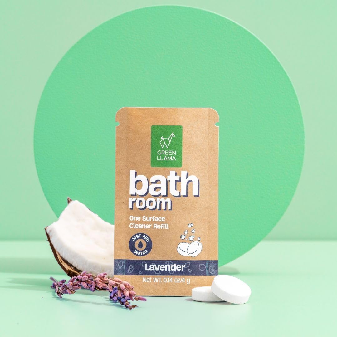 Green Llama Bathroom Cleaner Refill 8-Pack: Certified Compostable Packaging, Eco-Friendly & Sustainable Natural Cleaning Solution for a Sparkling