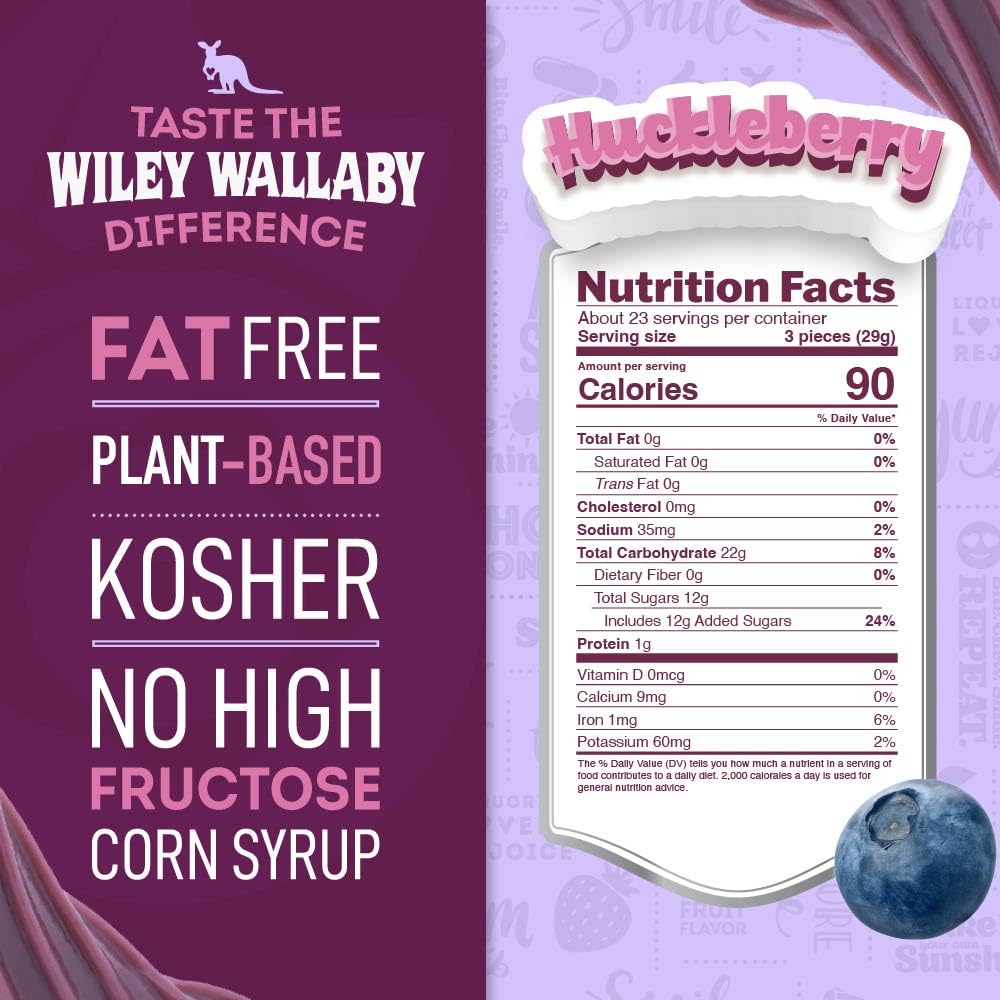 Wiley Wallaby Licorice 24 Ounce Classic Gourmet Soft & Chewy Australian Huckleberry Licorice Candy Twists, 1 Pack