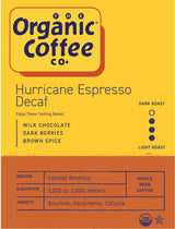 Organic Coffee Co. DECAF Hurricane Espresso Whole Bean Coffee 2LB (32 Ounce) Medium Dark Roast Natural Water Processed Decaffeinated USDA Organic